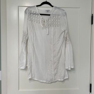 Raviya White Crochet Tunic/Swim cover-up
